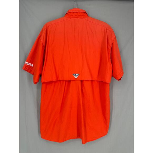 Columbia Fishing Shirt Men Large Orange Clemson Tigers PFG Outdoor Button Cotton - Picture 3 of 7